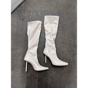 FEMME LA The Whistler Boots Cream Faux Leather